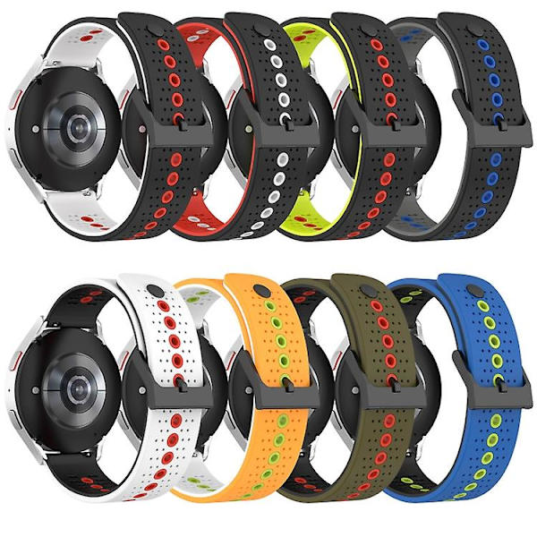 För Garmin Venu 2 Plus 20mm Trefärgad Andningsbar Silikonklockarmband DWZ Black-Lime-Red