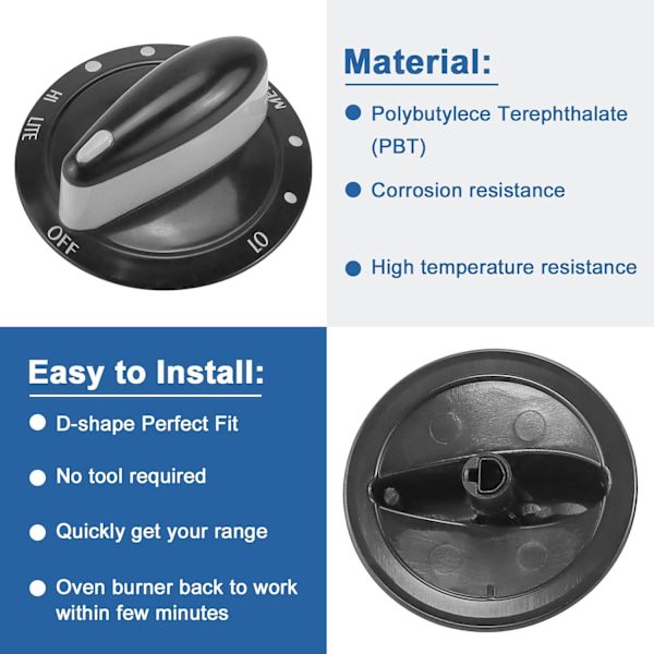 2-pack gasspis brännarknopp svart