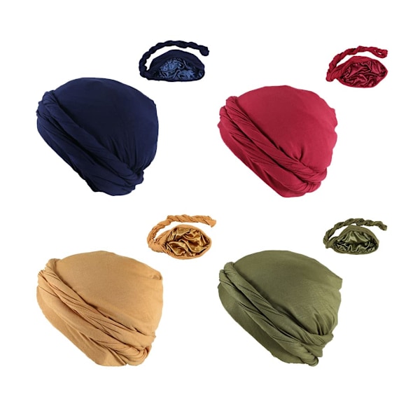 4 st Turban för män Pojkar Turban Vintage Twist Head Wraps