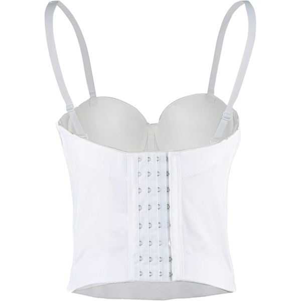 Kvinder Glat Lang Bustier Crop Top Basic Korset Top Hvid