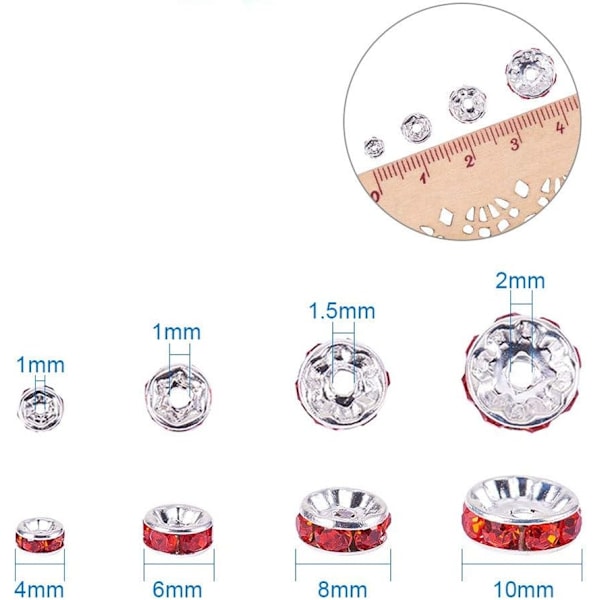 100st Spacer Beads 8mm - Silverpläterad tjeckisk kristall strass