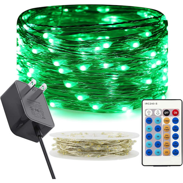 Blinkande ljusslinga med kontakt, dimbar 33 fot 100 LED-lampor med fjärrkontroll, vattentäta silvertrådslampor för sovrum, uteplats, trädgård,