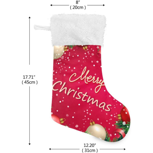 Jule-Strømpe, Personlige Jule-Strømper Glædelig Jul Gren Rød Bold Fyr 45 cm Store Jule-Strømper Dekorationer Hængende G