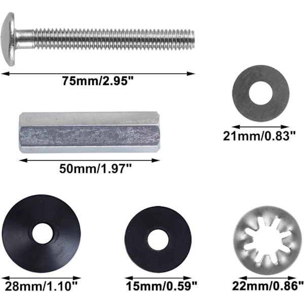 Toiletsædeskruesæt (2 stk.) - Robust rustfrit stål