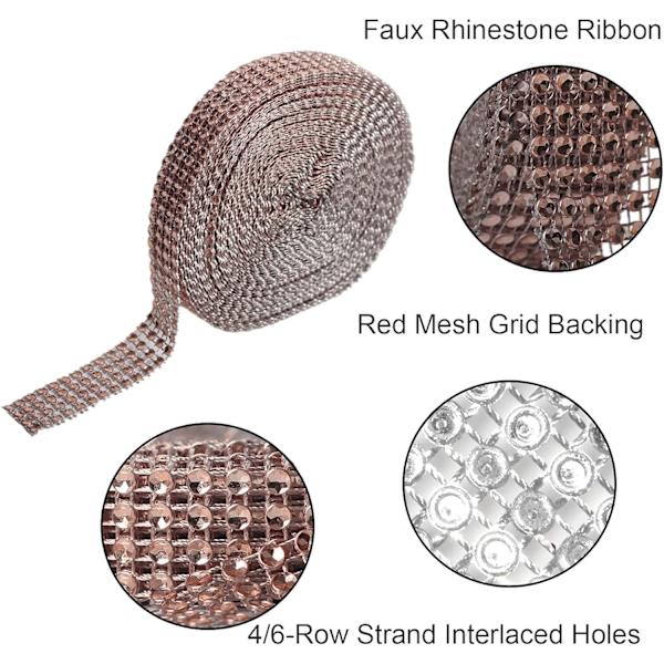 Rose Gold Rhinestone Ribbons - 2 ruller Mesh Ribbon Strip