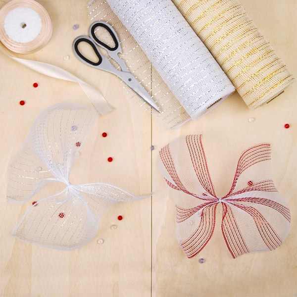 Deco Mesh Bånd, 10 tommer x 30 Fod Hver Rulle Metallic Folie Mesh Bånd til