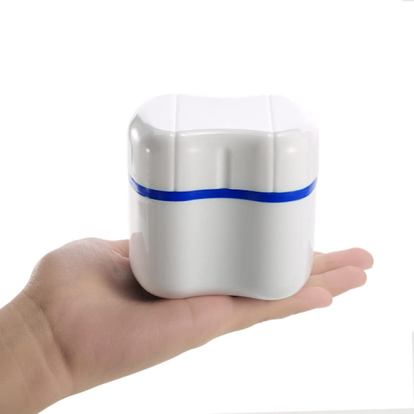 Denture Bath Case Cup - genomskinlig låda för proteser (2-pack)