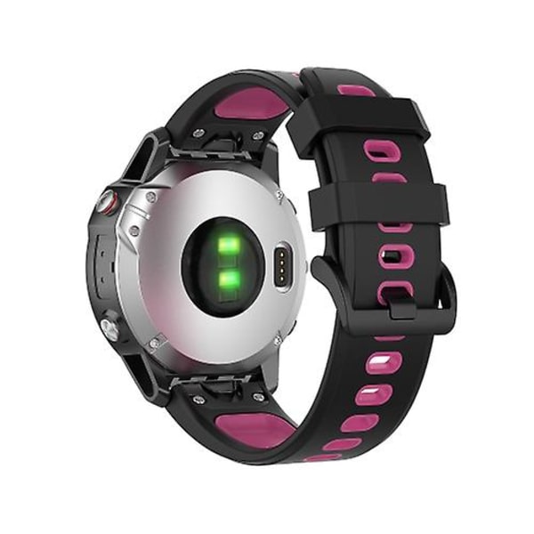 22mm Snabbkoppling Tvåfärgad Silikonklockarmband För Garmin Fenix 7 / Epix UWS Black Rose Red