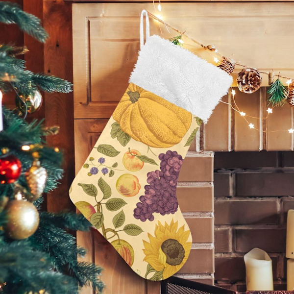 Julklapp, personliga julklappsstrumpor 2-pack Höst Pumpa Vintage Solros 45,7 cm Julstrumpor Hängande Ornament Eldstad för