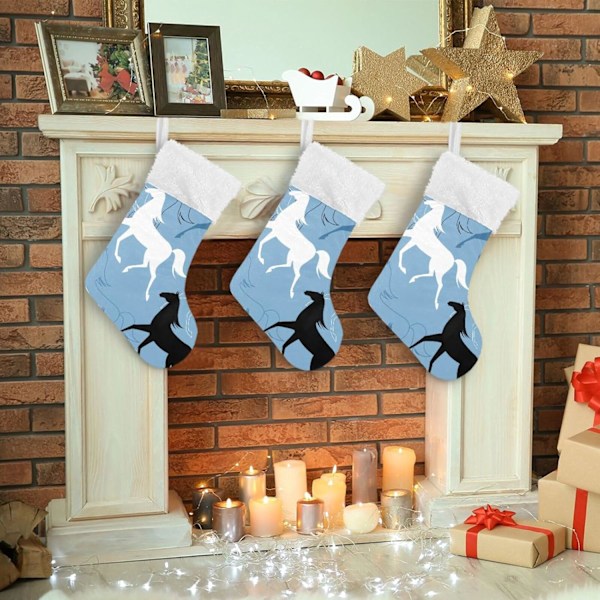 Julklapp, personliga julklappsstrumpor 2-pack Hästtryck 45,7 cm Julstrumpor Hängande Ornament Kamin för träddekoration 17.71