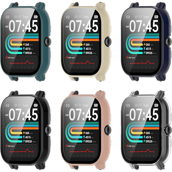 Skal avsett för KEEPONFIT IDW21 Ram PC Skyddande Hölje med Härdat Glas Film för KEEPONFIT IDW21 Smartwatch Skärmskydd Tillbehör (6Co