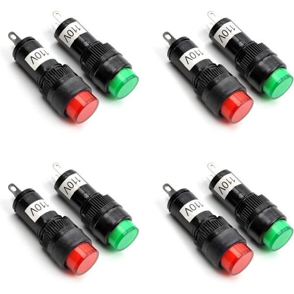 8 st 110V Od 10Mm\\/0,39\" grön plast LED-indikator