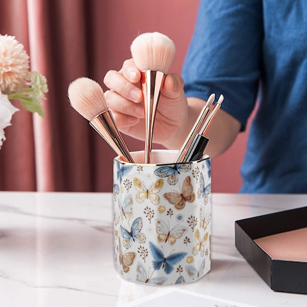 Jwest n-hållare, Cermic Shiny Gold Grphic Butterfly Pttern ncil Cup för flickor barn kvinnor Durble Stnd Desk Orgnizer Mkeup Brush Holder Butterfly