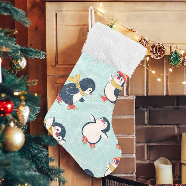 Julklapp, Personliga Julklappsstrumpor 2-pack Pingvin Söt Djur Retro 18 tum Julstrumpor Hängande Ornament Eldstad för Träd