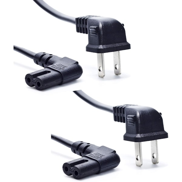 Retvinklet tv-strøm. 2-pak 6-fod 18Awg 90 grader