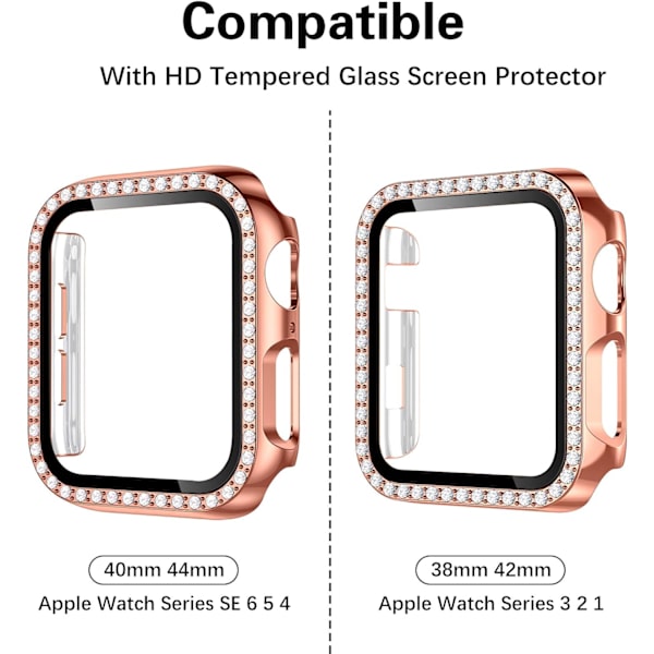 Hårdt etui til Apple Watch 42 mm, Bling-diamanter med skærmbeskyttelse