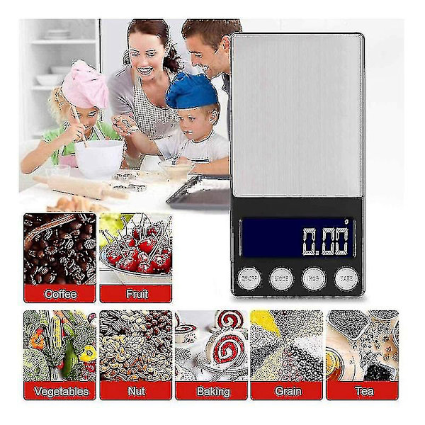 Digital kjøkkenvekt USB oppladbar lommevekt 500g001g Minivekt Elektronisk smykke Food Grams-vekt