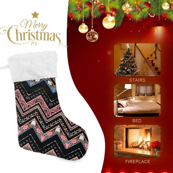 Julklapp, personliga julklappsstrumpor 2-pack Aztek-mönster 45,7 cm Julstrumpor Hängande Ornament Eldstad för träddekoration 17.