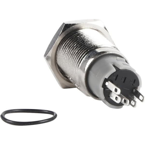 16mm LED-knappomkopplare - Metall, 1NO 1NC, 12V, Grönt ljus