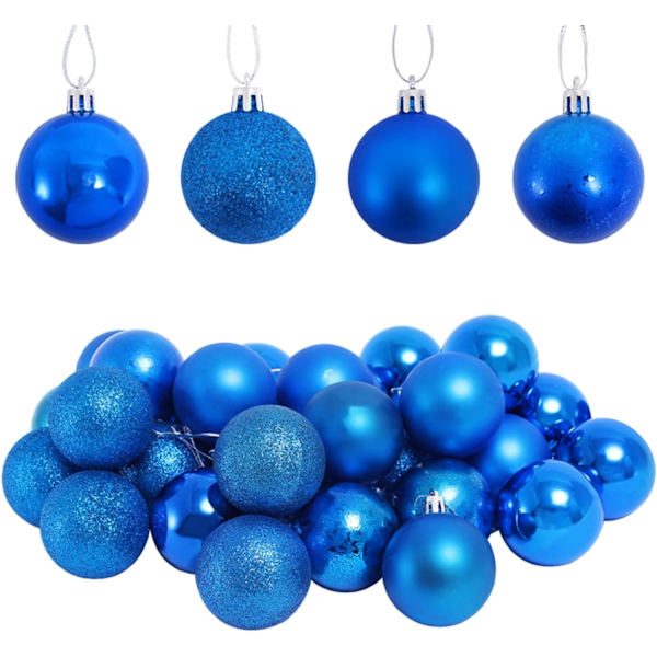 Blå julgranskulor 50mm/1,97 tum Ornament 8/Set 64 st Osplitterbar