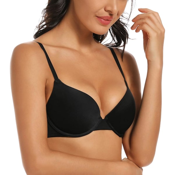Kvinnors Push Up BH-kupa T-shirt Konturformad Naturlig Passform Plunge Bygel BH