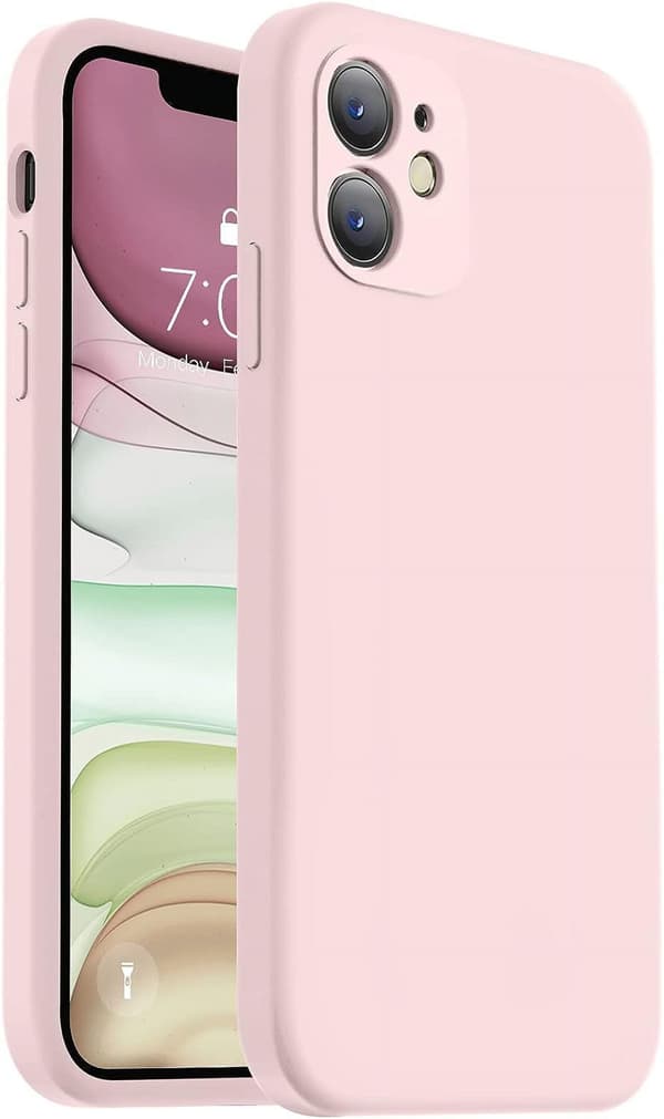 Forbedret flytende silikondeksel til iPhone 11, kamerabeskyttelse - Rosa