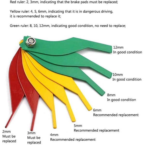 8-i-1 Bil Bromsbelägg Mätverktyg Linjaltjocklek