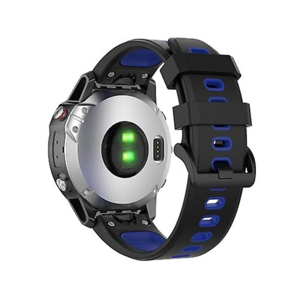 22mm Snabbkoppling Tvåfärgad Silikonklockarmband För Garmin Fenix 7 / Epix UWS Black Blue