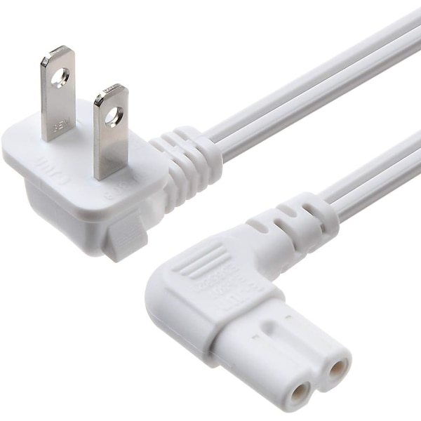 Universell 2-stifts vinklad 18 Awg strömkabel - Nema 1-15P till