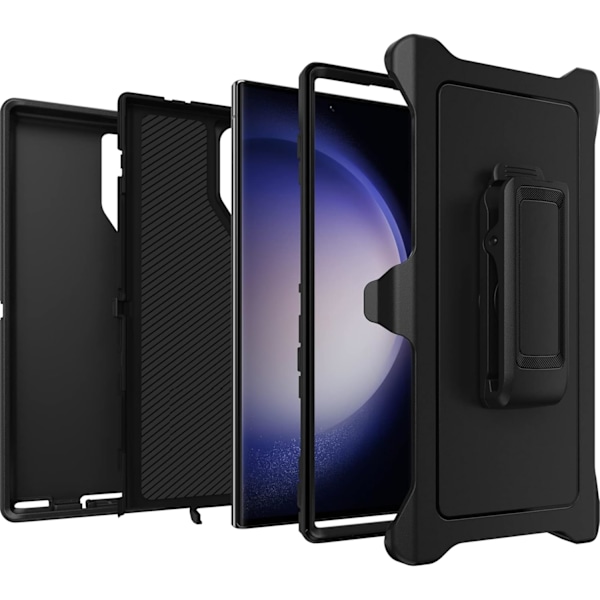 Defender Cover Kompatibel med Galaxy S23 Ultra Cover Sort Sort
