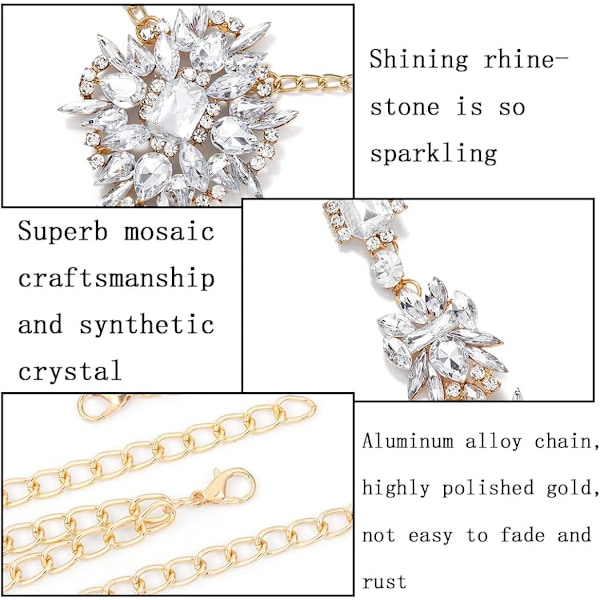 Boho Rhinestone Statement Halskedja Kristall Halsband Kropp