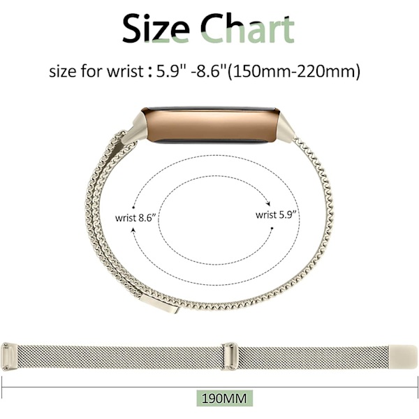 Justerbar rem i rustfrit stål mesh til Fitbit Luxe/luxe Special Edition Fitness Tracker til kvinder og mænd Champagne Gold