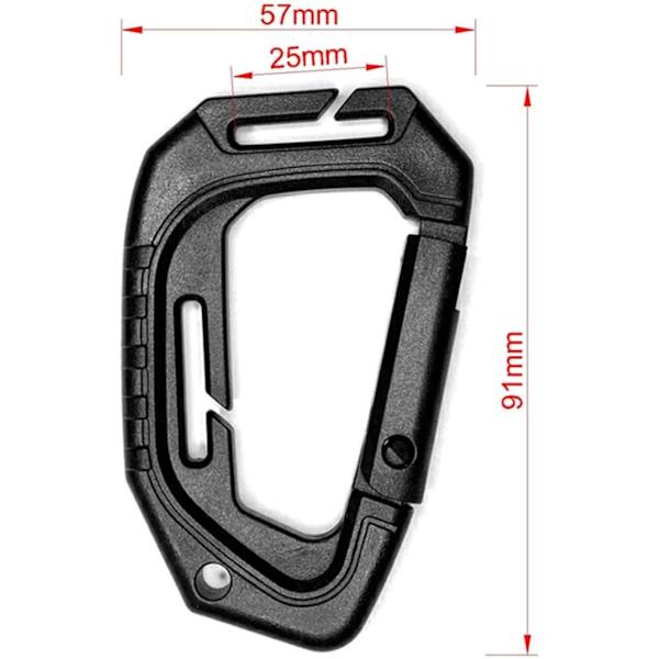 Hard Polymer Karabinerspenne (12 stk.) - Taktiske D-ringer for Ryggsekker og Mer