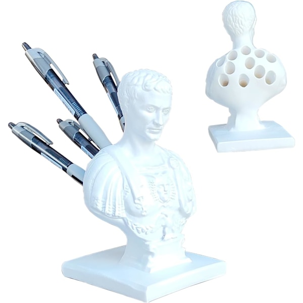 Sttue ncil Holder Resin Figure Modeling, Cesr Desk n Holder Holds 11 ns, Funny ncil Holder for Home Office Desk Decor History Gifts White