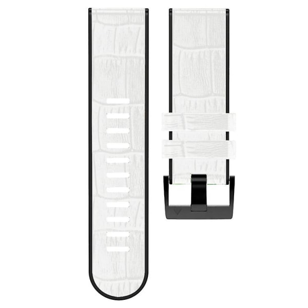För Garmin Fenix 7/6 Pro/5 Plus 22mm Krokodil Textur Silikon Läder Klockarmband KUD White