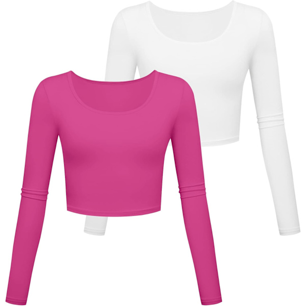 Letvægts Yoga Crop Tops Slim Fit Langærmede Træningstrøjer til