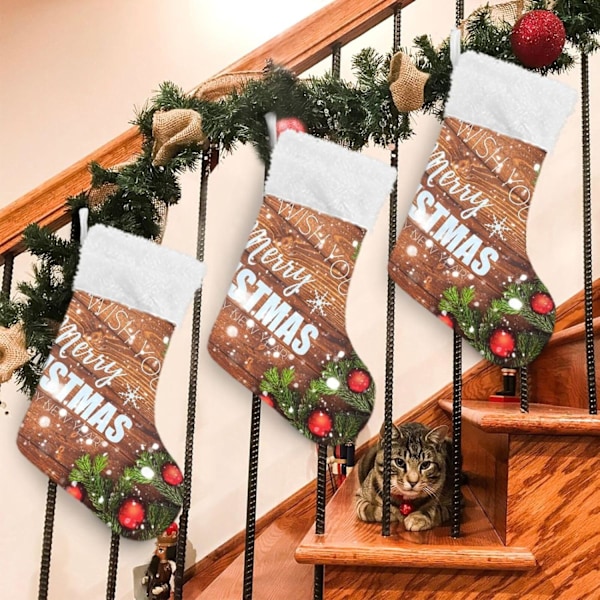 Julklapp, personliga julklappsstrumpor 2-pack Jul Gott Nytt År 18 tum Julstrumpor Hängande Ornament Eldstad för Träd