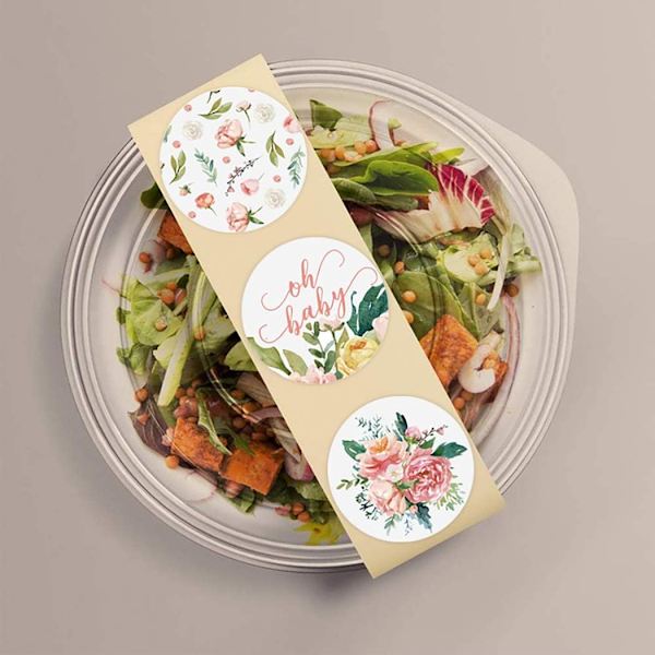 Blommiga självhäftande etiketter - 1'' (1000 st)