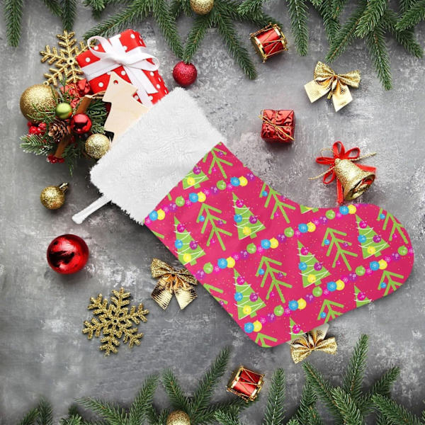 Julklapp, Personliga Julklappsstrumpor 2-pack Grön Julgran Blå Polka Dots Röd 45,7 cm Julstrumpor Hängande Ornament Kam