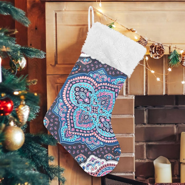 Jule-Strømpe, Personlige Jule-Strømper 2-pak Bohemian Mandala Aztec 45,7 cm Jule-Strømper Hængende Ornament Pejs til Træ