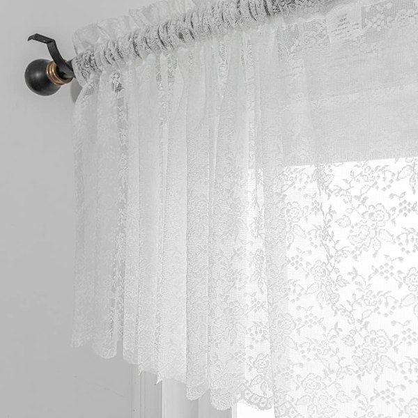 Hvid blomstret roseblonde spids gardinvalance (52x18 tommer)