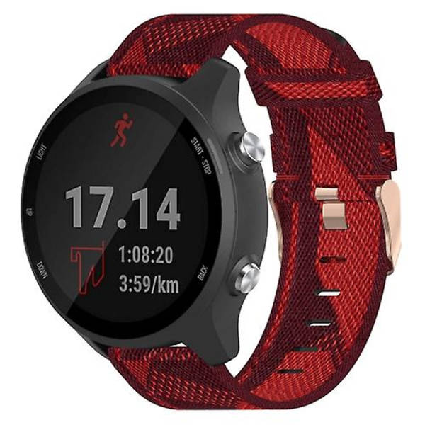 For Garmin Forerunner 245 Music 20mm Nylon Flettet Rem Red