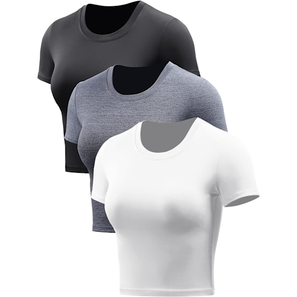 Workout Crop Tops til kvinder - Racerback Dry Fit Athletic Shirts - Korte