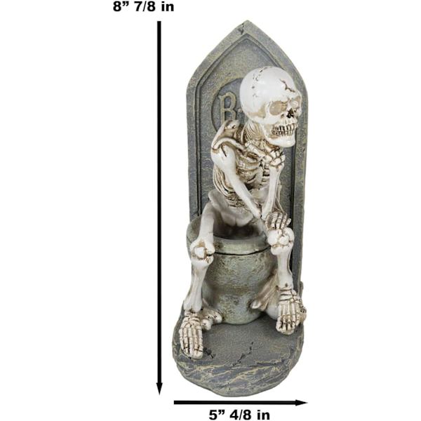 Ebros Vila i frid förstoppad skelett sitter på kyrkogårdstoalett i Le Penseur Thinker Pose Staty 8,75\" H     Ossuary Macabre Decor []