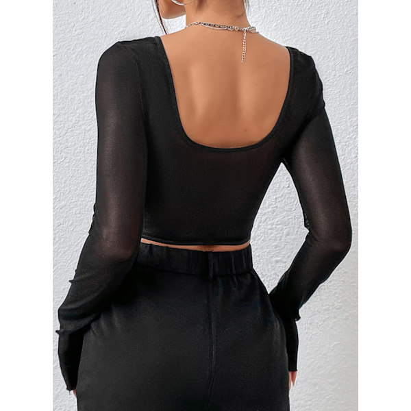 Kvinde Sweetheart Neck Sheer Mesh Langærmet Bustier
