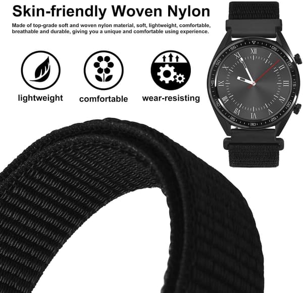 22 mm justerbart nylonarmband, snabbfäste sportögla
