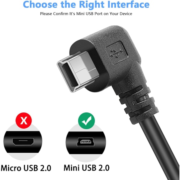Pasow Mini USB-ladekabel USB 2.0 A-han til Mini-B bil
