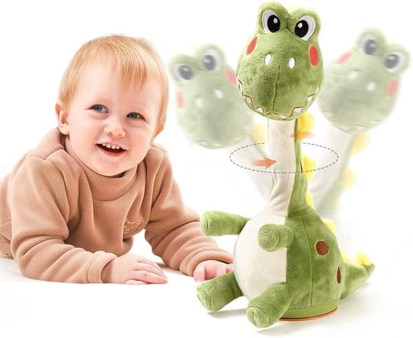 TUMAMA Dinosaur Dancing Interactive Baby Toy, Mimicking Twisted Electronic Soft Plush Toy with Talking Recording Repeat Talking, Talking Dinosaur