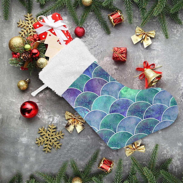 Julklapp, Personliga Julklappsstrumpor 2-pack Lila Sjöjungfru Skalor 45,7 cm Julstrumpor Hängande Ornament Eldstad för Träd
