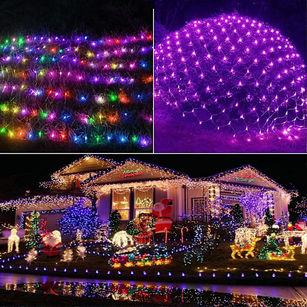 RGB-nätljus, julbelysning utomhus med färgväxling, 14,8 x 4,9 fot 240 LED julnätljusdekorationer, anslutningsbar